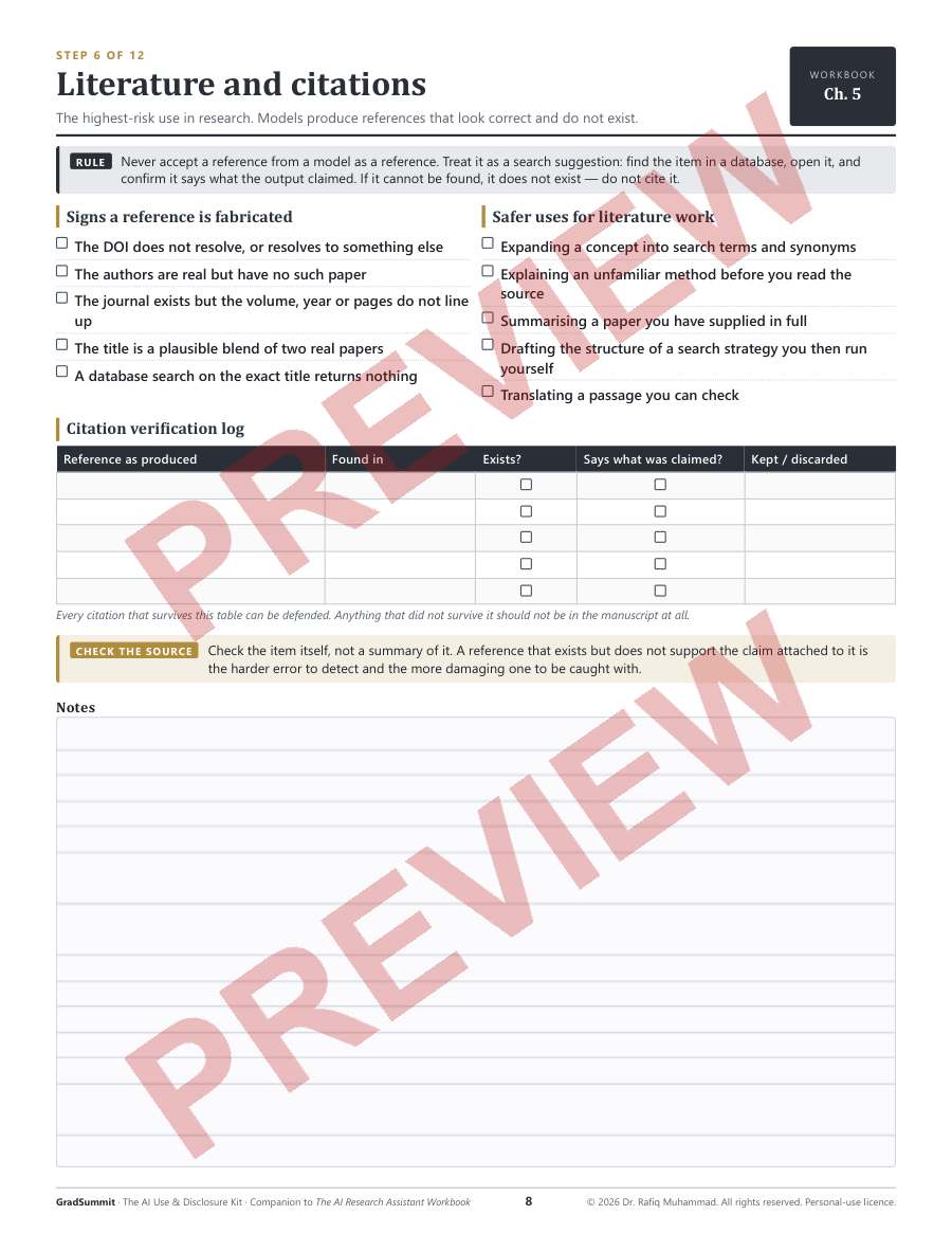 Preview of the kit, Step 6 — Literature and citations (watermarked)