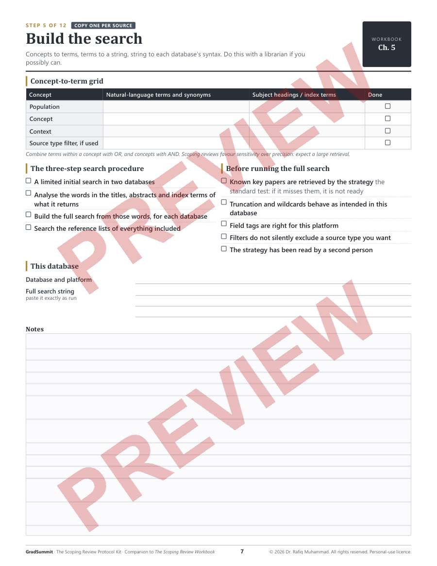 Preview of the kit, Step 5 — Build the search (watermarked)